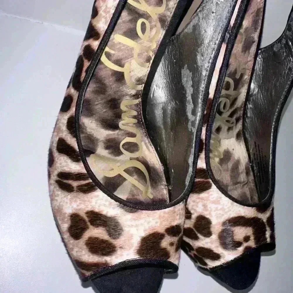 Sam Edelman Heels, Brown Leopard Print, Size 8.5 - Picture 7 of 14